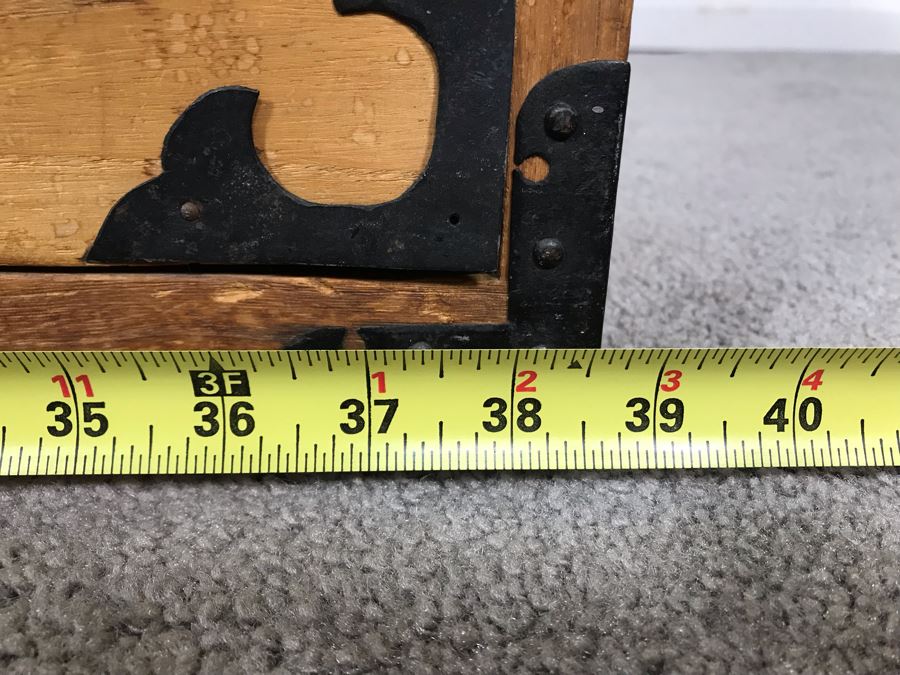 Vintage Asian Two-Drawer Tansu Wooden Chest (One Of Side Handles Is Broken) 38.5W X 16D X 20H [Photo 17]