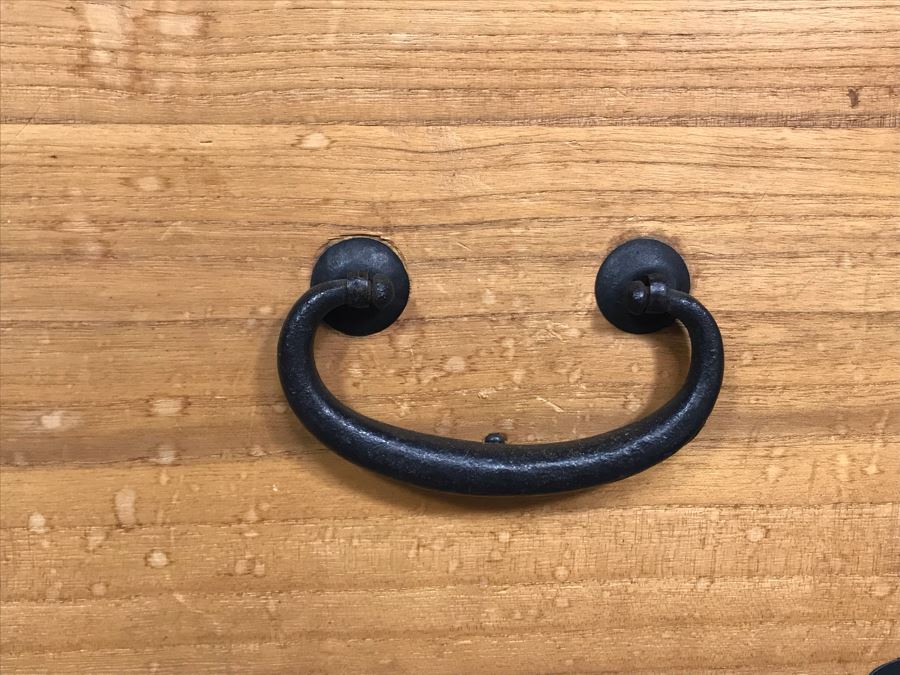 Vintage Asian Two-Drawer Tansu Wooden Chest (One Of Side Handles Is Broken) 38.5W X 16D X 20H [Photo 5]