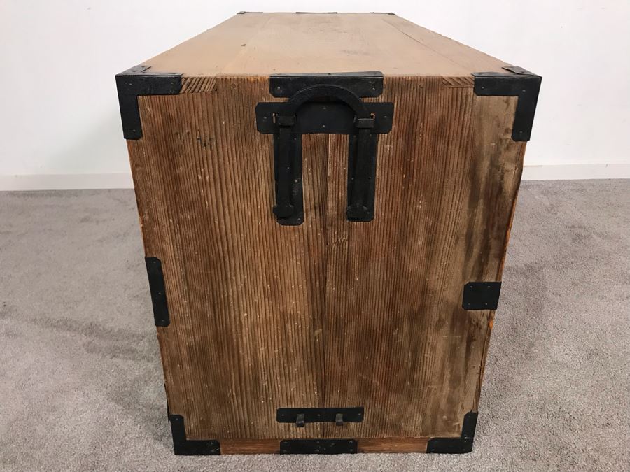 Vintage Asian Two-Drawer Tansu Wooden Chest (One Of Side Handles Is Broken) 38.5W X 16D X 20H [Photo 9]