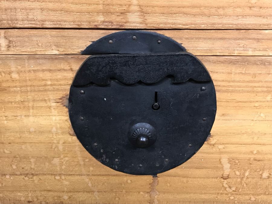 Vintage Asian Two-Drawer Tansu Wooden Chest (One Of Side Handles Is Broken) 38.5W X 16D X 20H [Photo 4]