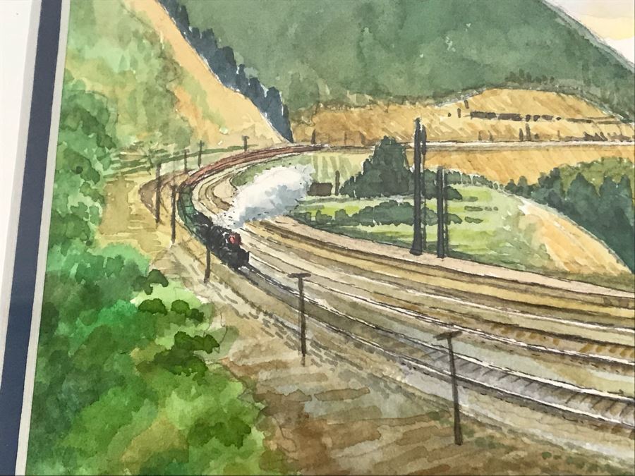 Original Joe Servello Watercolor Painting Of Altoona's Railroad Horseshoe Curve National Historic Landmark Trains 13.5 X 10 [Photo 7]