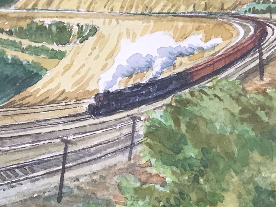 Original Joe Servello Watercolor Painting Of Altoona's Railroad Horseshoe Curve National Historic Landmark Trains 13.5 X 10 [Photo 10]