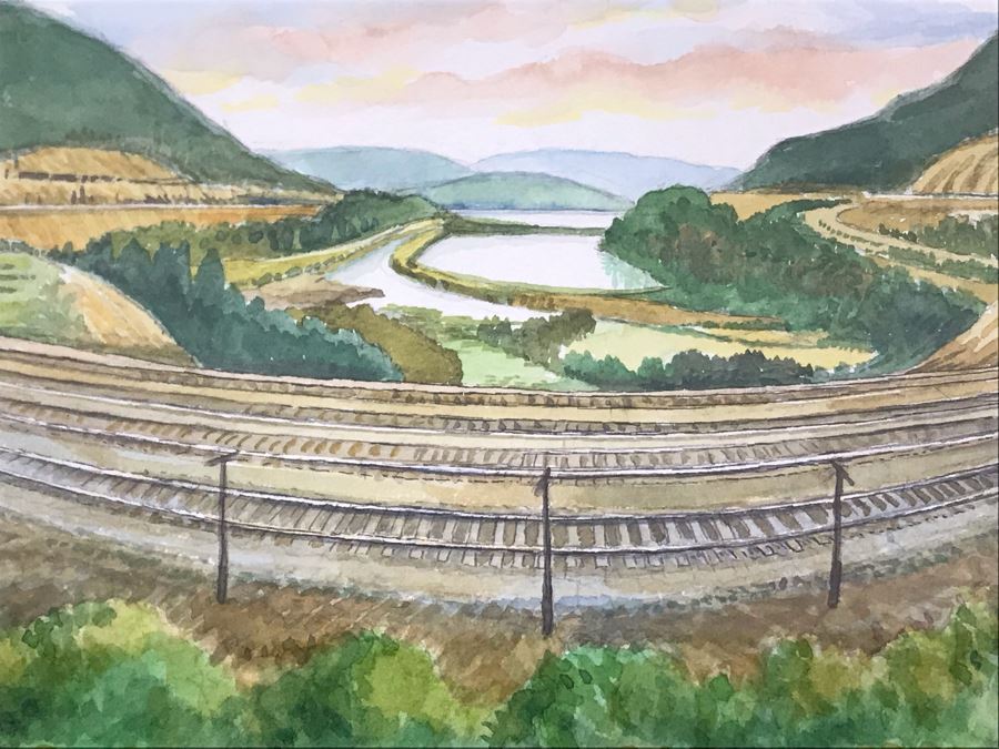 Original Joe Servello Watercolor Painting Of Altoona's Railroad Horseshoe Curve National Historic Landmark Trains 13.5 X 10 [Photo 8]