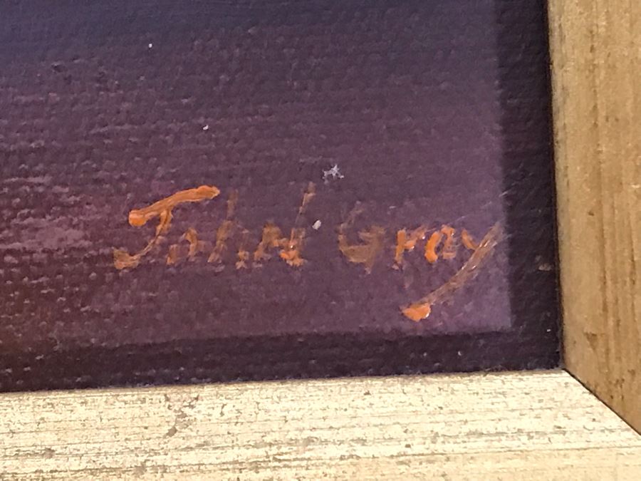 Original John Gray Painting On Canvas In Stunning High Relief Gilded Wooden Frame 10 X 8 [Photo 12]