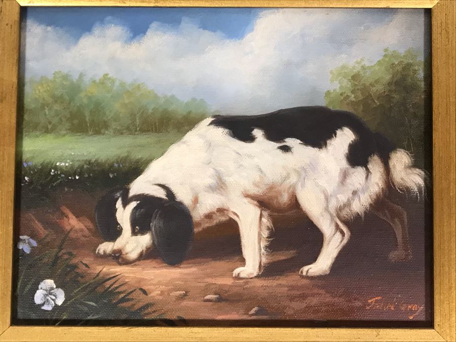 Original John Gray Painting On Canvas In Stunning High Relief Gilded Wooden Frame 10 X 8 [Photo 7]