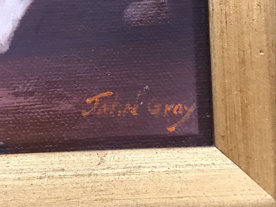 Original John Gray Painting On Canvas In Stunning High Relief Gilded Wooden Frame 10 X 8 [Photo 11]