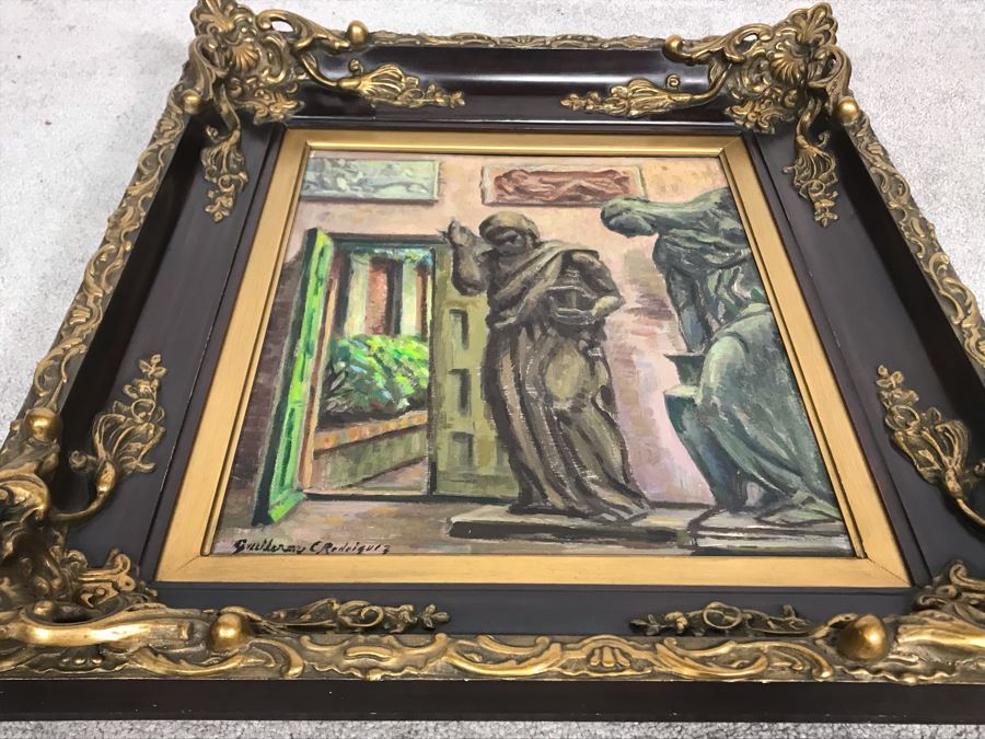 Original Guillermo Ciro Rodriguez (1889-1959) Oil Painting On Board In Stunning Frame 15 X 18 [Photo 12]