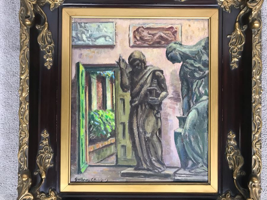 Original Guillermo Ciro Rodriguez (1889-1959) Oil Painting On Board In Stunning Frame 15 X 18 [Photo 3]