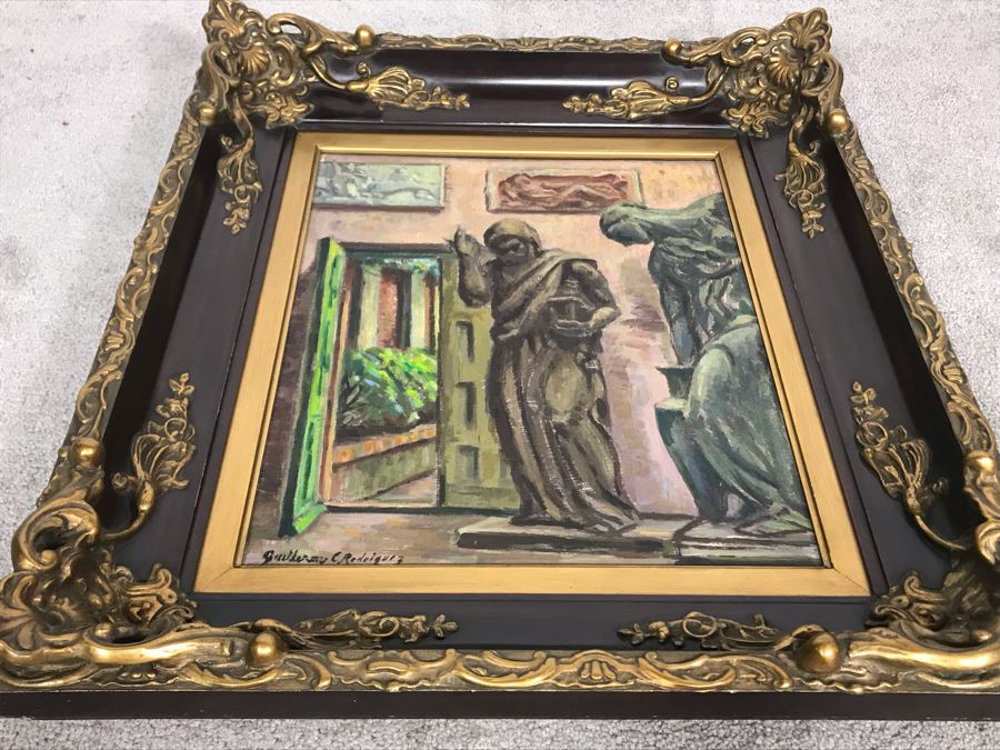 Original Guillermo Ciro Rodriguez (1889-1959) Oil Painting On Board In Stunning Frame 15 X 18 [Photo 13]