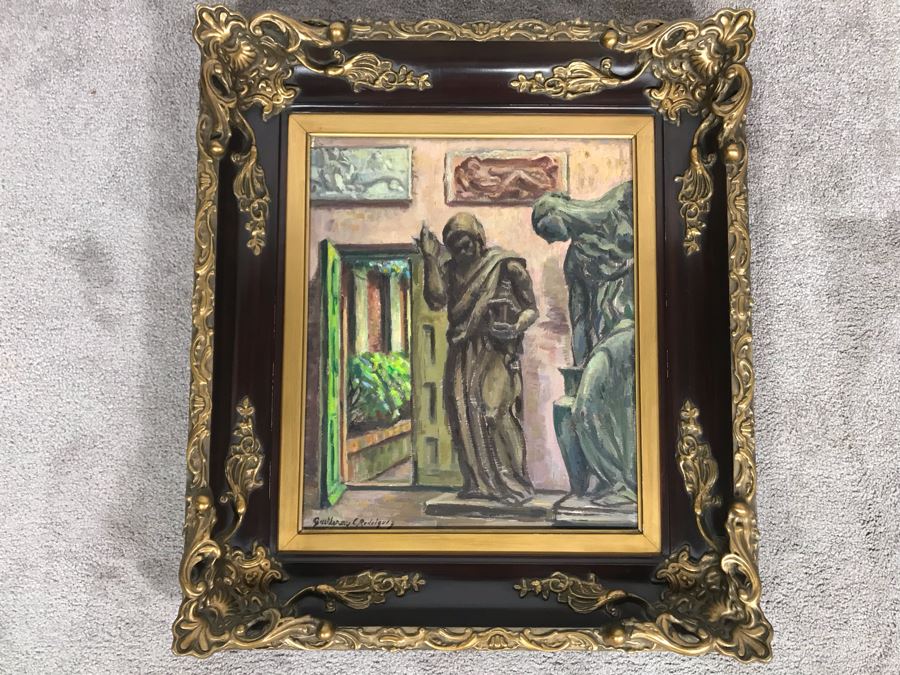 Original Guillermo Ciro Rodriguez (1889-1959) Oil Painting On Board In Stunning Frame 15 X 18 [Photo 2]