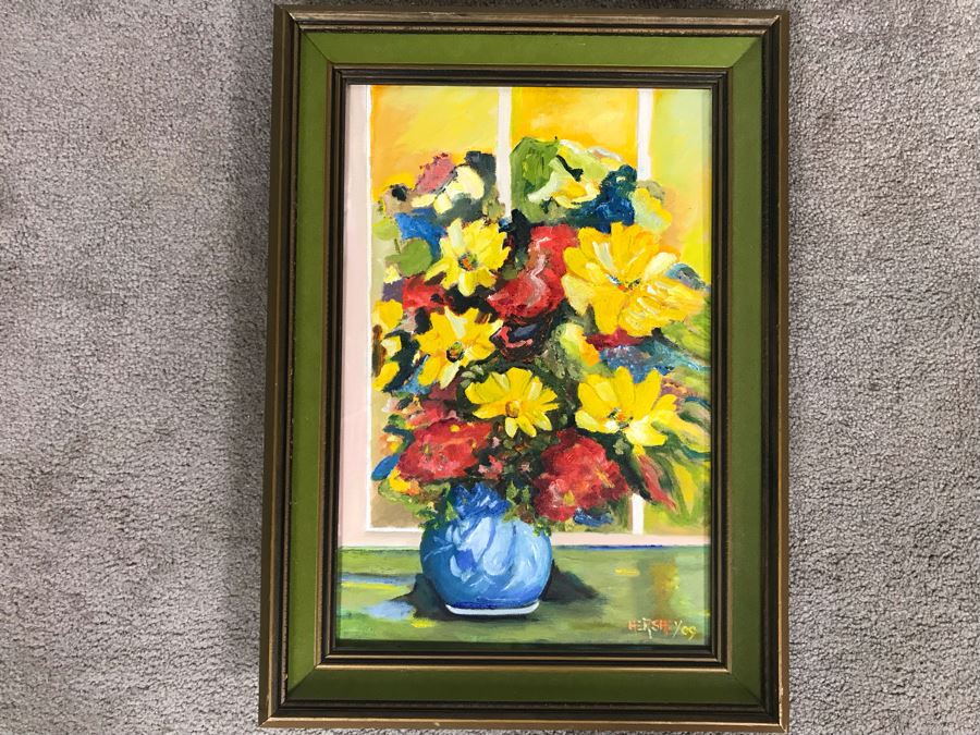 Original Framed Still Life Painting On Canvas Board Signed Hershey 12 X 18 [Photo 1]