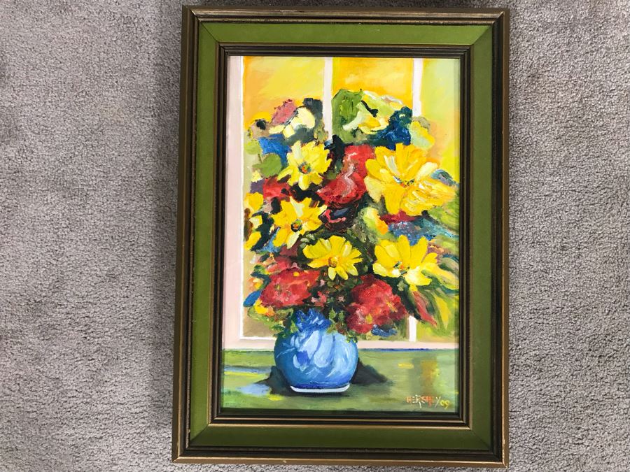 Original Framed Still Life Painting On Canvas Board Signed Hershey 12 X 18 [Photo 2]