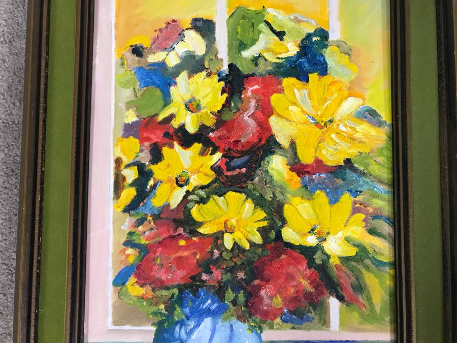 Original Framed Still Life Painting On Canvas Board Signed Hershey 12 X 18 [Photo 4]