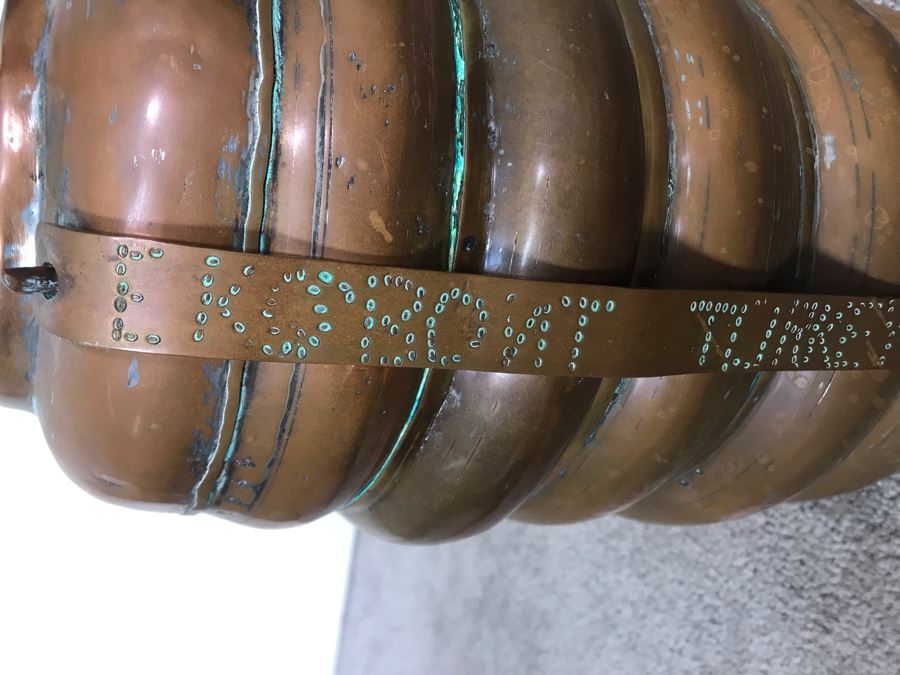 Vintage Copper Tiffin 3 Tier Turkish Lunch Box Beehive Shape Signed Mehmet Erdin Turkey 9W X 14H [Photo 8]