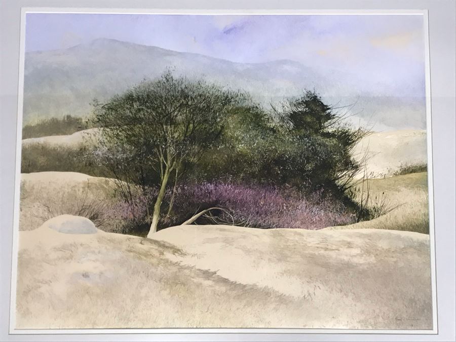 Original Miguel Dominguez Fine Art Framed Watercolor Painting Titled 'Santa Lucias In December' 1982 Carmel, CA Landscape Painting 28 X 22 [Photo 3]