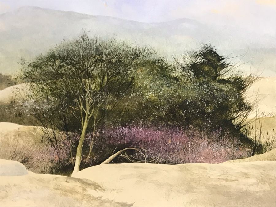 Original Miguel Dominguez Fine Art Framed Watercolor Painting Titled 'Santa Lucias In December' 1982 Carmel, CA Landscape Painting 28 X 22 [Photo 4]