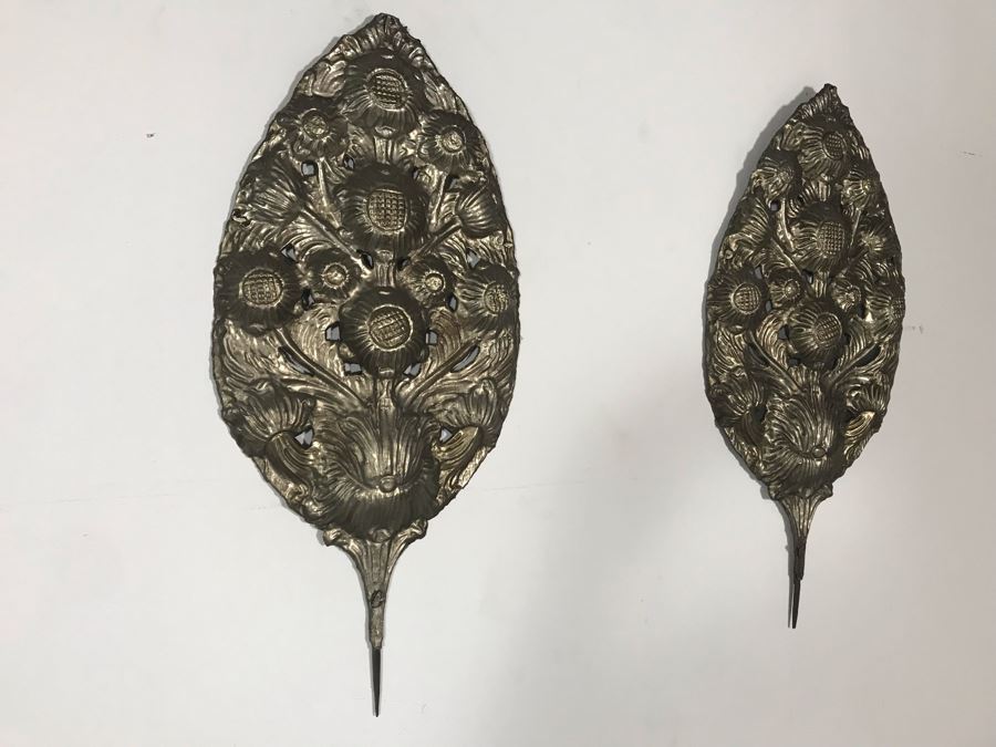 Pair Of Metal Repousse Wall Artwork Decor 12W X 26H [Photo 3]