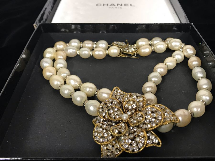 Vintage Chanel Paris Statement Signed Necklace With Original Chanel Box [Photo 8]