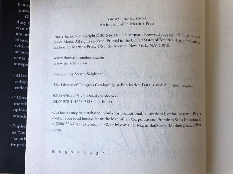 SIGNED Book: Fighting God By David Silverman [Photo 3]