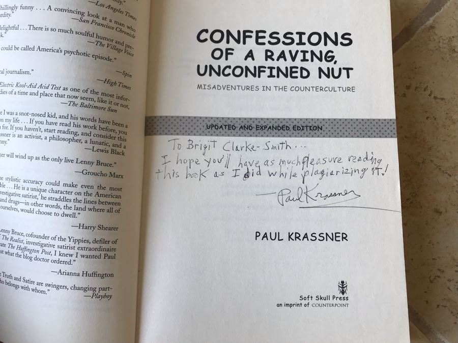 SIGNED Book: Confessions Of A Raving, Unconfined Nut: Misadventures In The Counterculture By Paul Krassner [Photo 2]