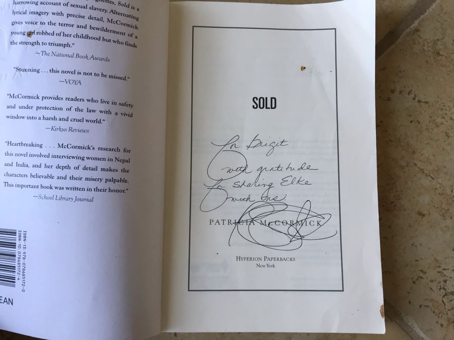 SIGNED Book: Sold By Patricia McCormick [Photo 2]