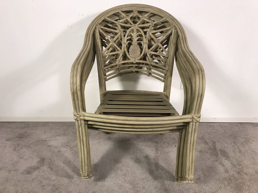 JUST ADDED - Set Of Four Hampton Bay Aluminum Stackable Outdoor Armchairs [Photo 2]