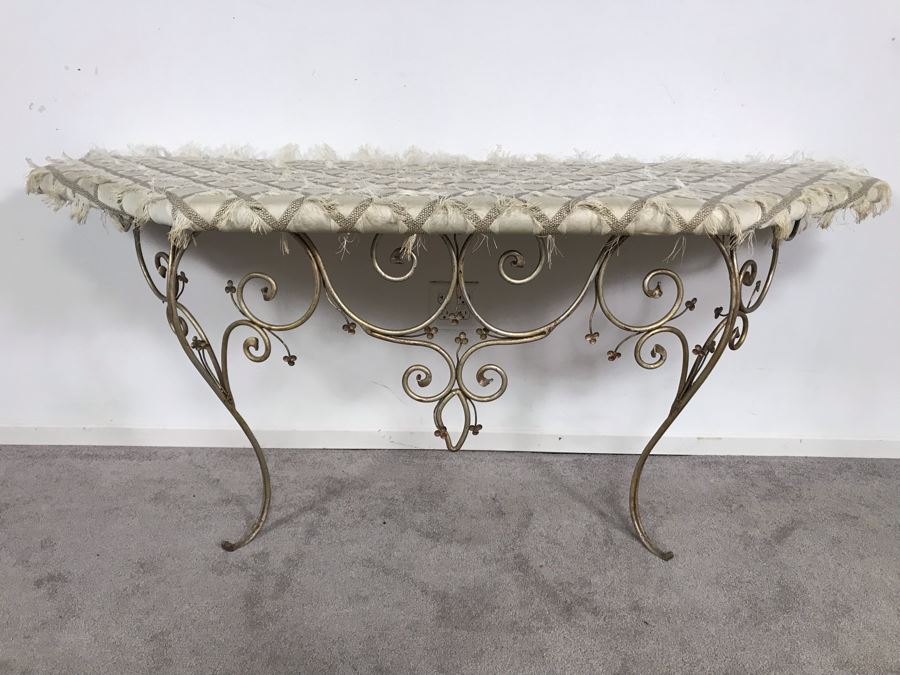 JUST ADDED - From Actor Robert Stack Estate: Wrought Iron Console Table Attaches To Wall 65W X 26D X 29H Client Paid $1,200 [Photo 1]