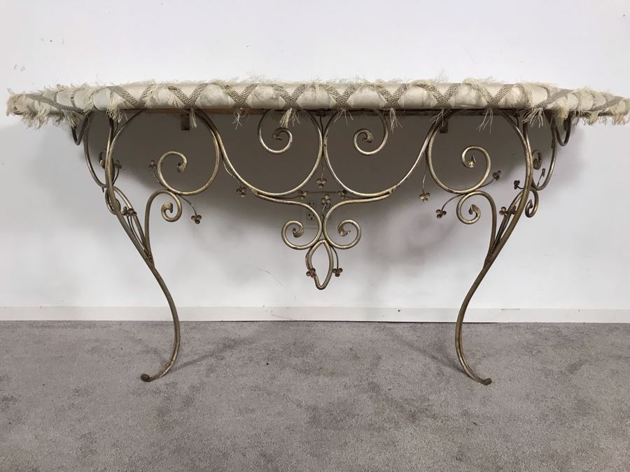 JUST ADDED - From Actor Robert Stack Estate: Wrought Iron Console Table Attaches To Wall 65W X 26D X 29H Client Paid $1,200 [Photo 3]