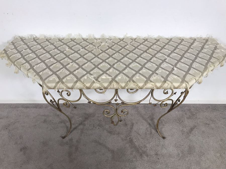 JUST ADDED - From Actor Robert Stack Estate: Wrought Iron Console Table Attaches To Wall 65W X 26D X 29H Client Paid $1,200 [Photo 4]