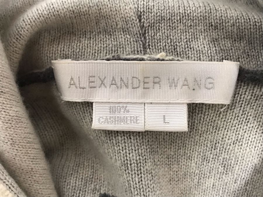 Alexander Wang 100% Cashmere Hooded Sweater Jacket Size L [Photo 11]