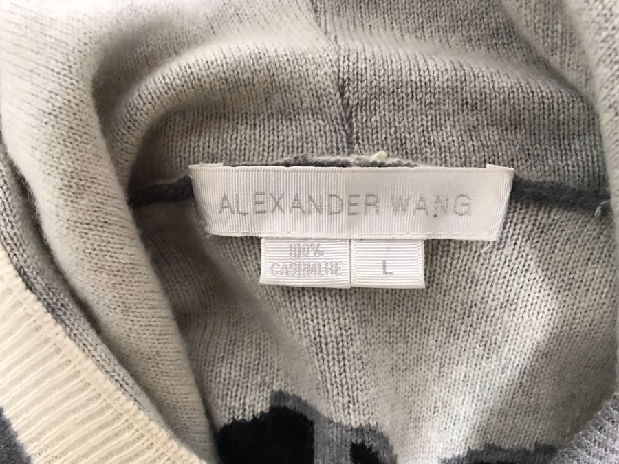 Alexander Wang 100% Cashmere Hooded Sweater Jacket Size L [Photo 10]