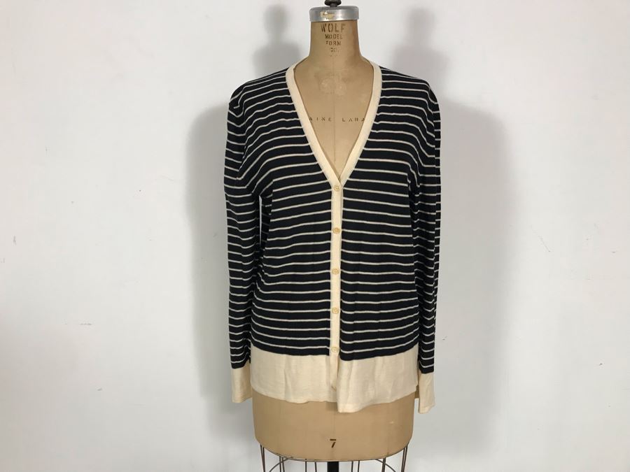 100% Lana Wool Laine Button Down Sweater Jacket By TSE Size M [Photo 2]