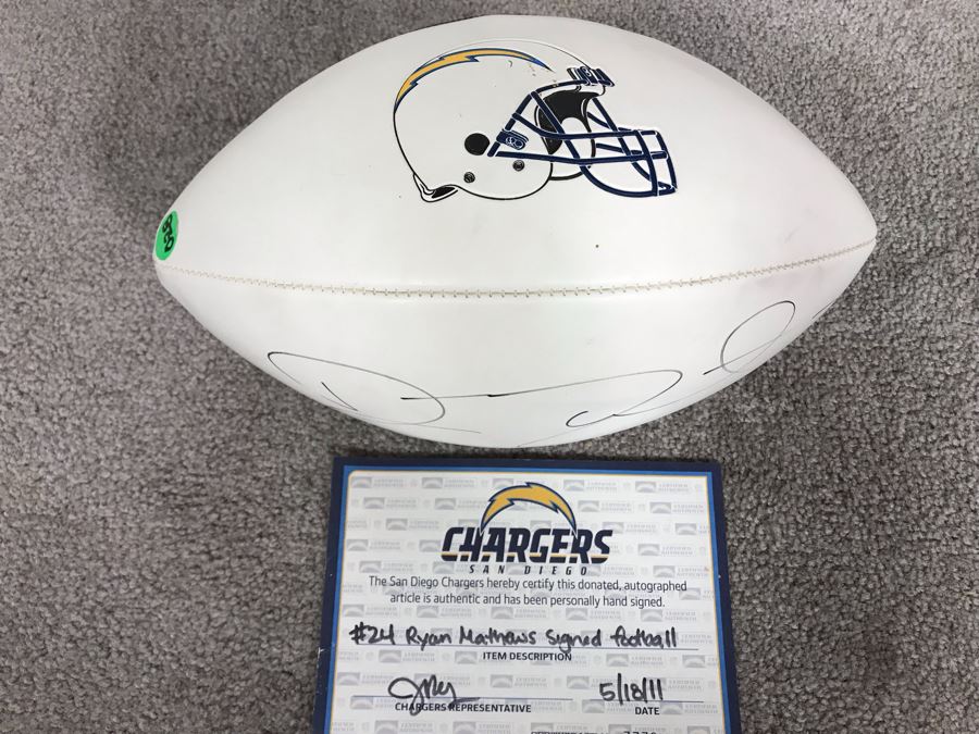 Ryan Mathews Hand Signed San Diego Chargers Football With Certificate Of Authenticity 12L [Photo 7]
