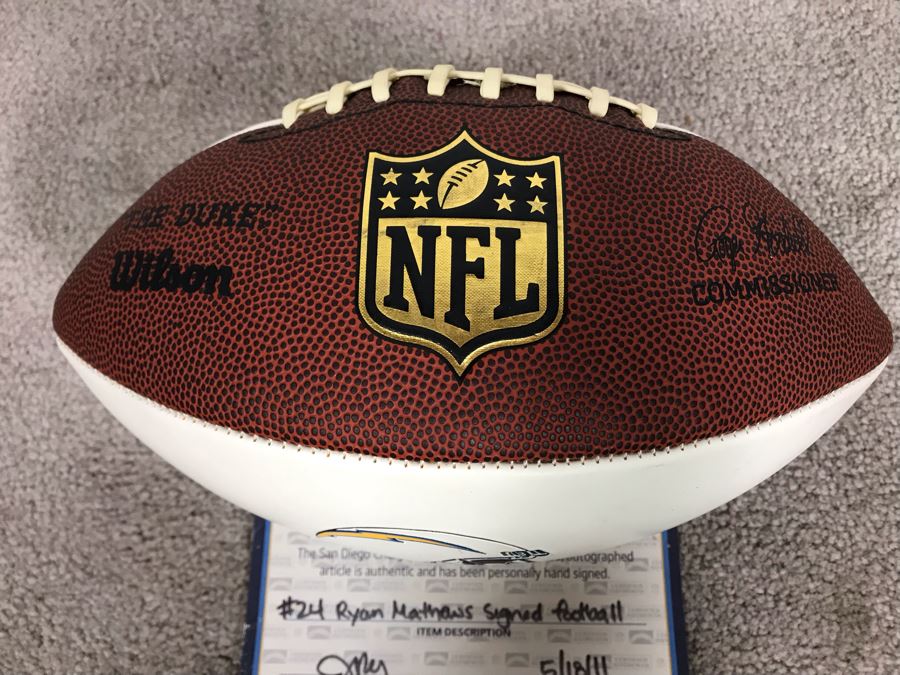 Ryan Mathews Hand Signed San Diego Chargers Football With Certificate Of Authenticity 12L [Photo 9]