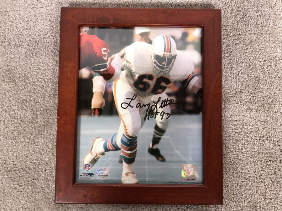 Hand Signed Official NFL Framed Photograph Of Hall Of Famer Larry Little 8 X 10 [Photo 2]