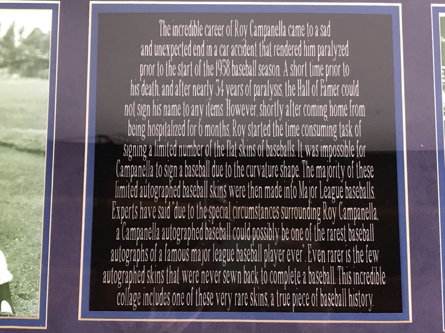 Rare Roy Campanella Hand Signed Baseball Flat Skin With Certificate Of Authenticity 35 X 29 [Photo 13]