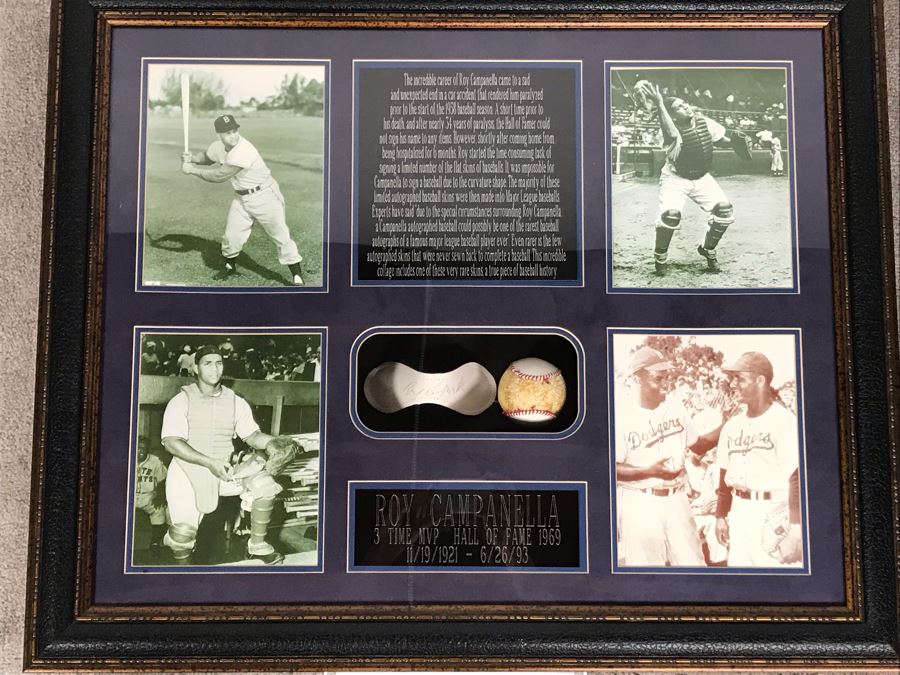 Rare Roy Campanella Hand Signed Baseball Flat Skin With Certificate Of Authenticity 35 X 29 [Photo 3]