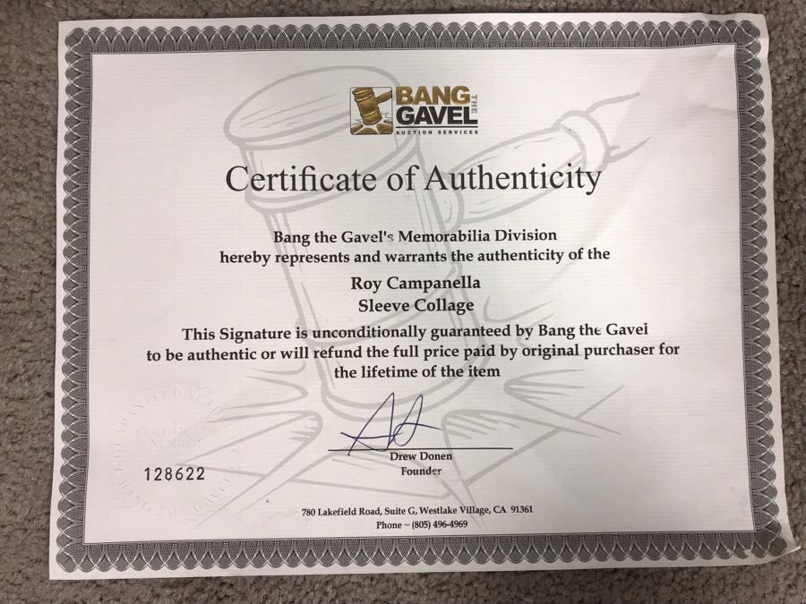 Rare Roy Campanella Hand Signed Baseball Flat Skin With Certificate Of Authenticity 35 X 29 [Photo 14]