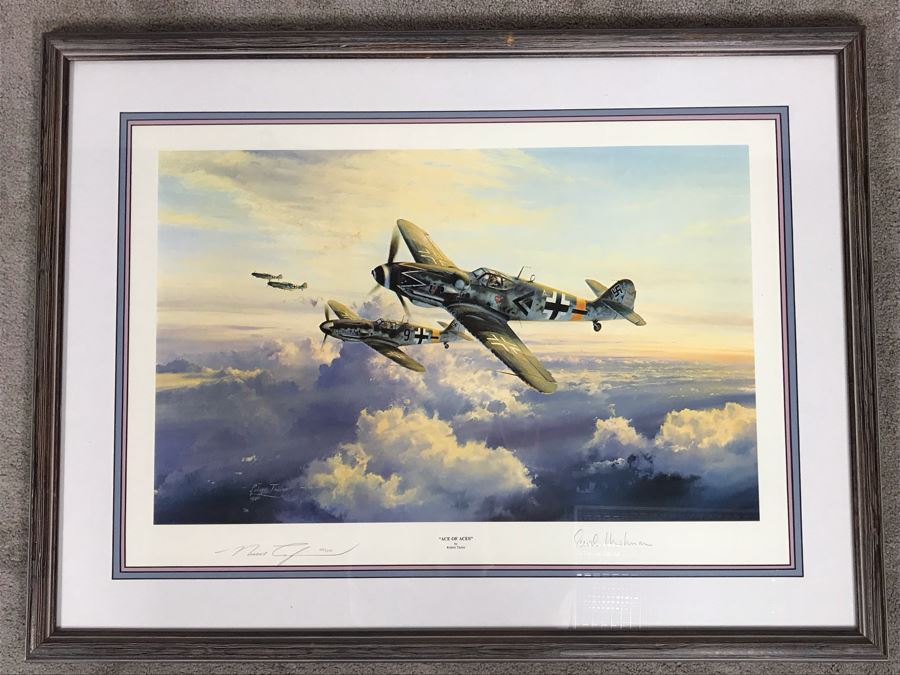 Robert Taylor Signed Limited Edition Lithograph Titled 'Ace Of Aces' Signed By German Fighter Pilot Erich Hartmann With Cert From The Military Gallery Of Great Britain [Photo 2]