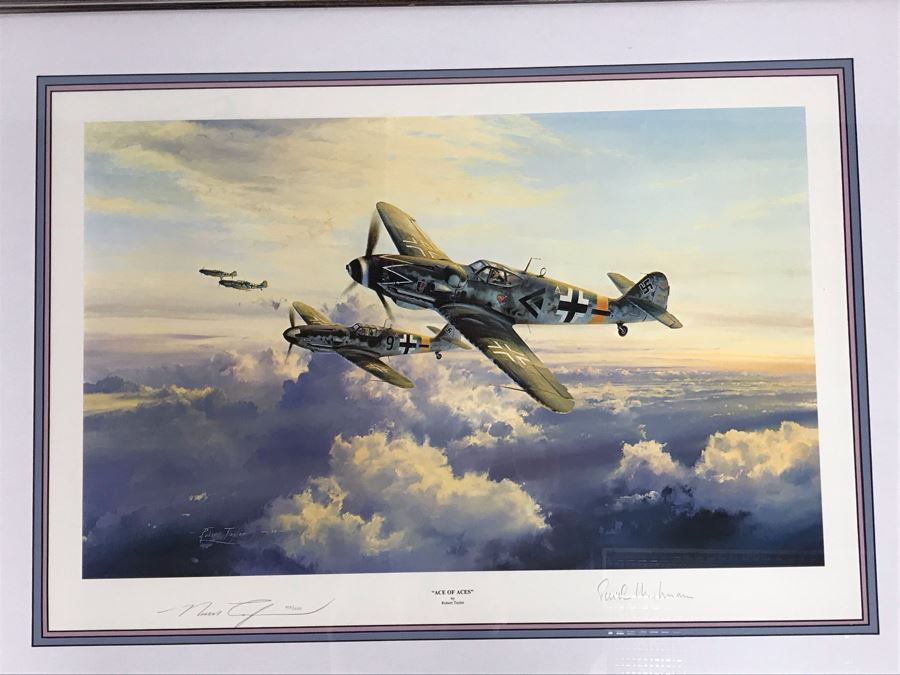 Robert Taylor Signed Limited Edition Lithograph Titled 'Ace Of Aces' Signed By German Fighter Pilot Erich Hartmann With Cert From The Military Gallery Of Great Britain [Photo 4]