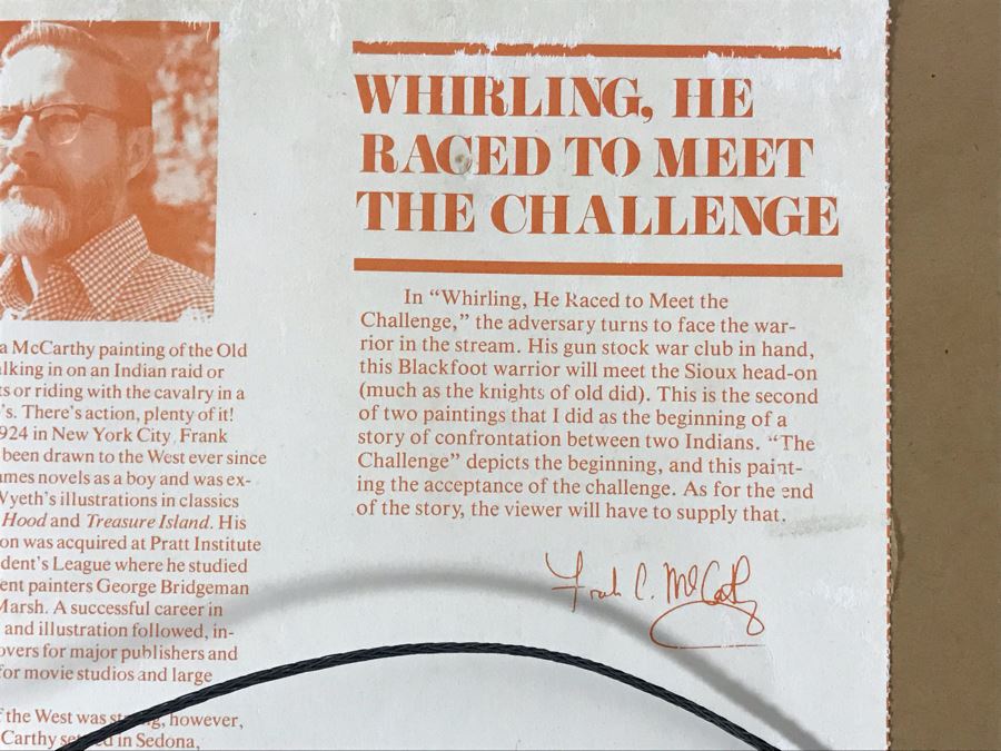 Frank C. McCarthy Signed Limited Edition Lithograph Titled 'Whirling, He Raced To Meet The Challenge' [Photo 10]