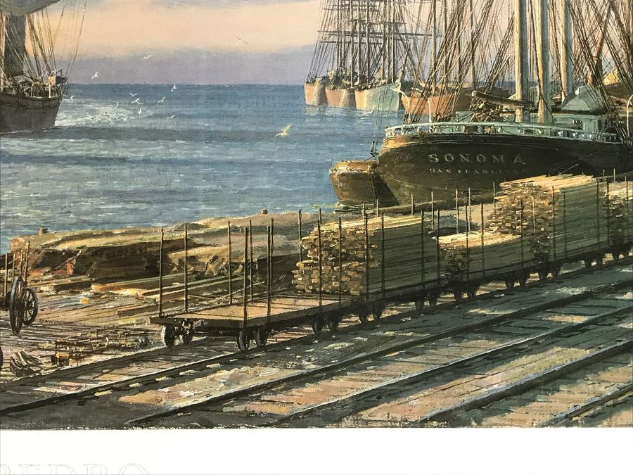 John Stobart Signed Limited Edition Framed Lithograph Titled 'San Pedro: The Bark 'Vidette' Towing Into Port At Sunrise In 1890' 32 X 23 [Photo 8]