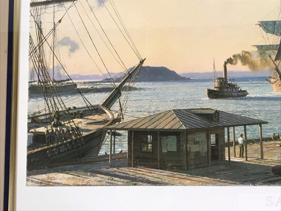 John Stobart Signed Limited Edition Framed Lithograph Titled 'San Pedro: The Bark 'Vidette' Towing Into Port At Sunrise In 1890' 32 X 23 [Photo 6]