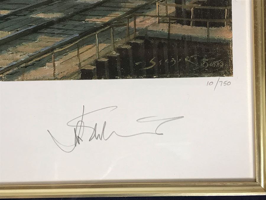 John Stobart Signed Limited Edition Framed Lithograph Titled 'San Pedro: The Bark 'Vidette' Towing Into Port At Sunrise In 1890' 32 X 23 [Photo 12]