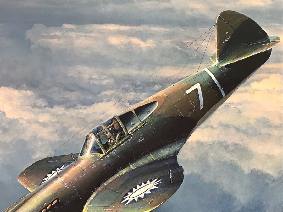 William S. Phillips Limited Edition Framed Lithograph Titled 'Next Time Get 'Em All' 1941 P-49Bs Dive To Attack Japanese Bombers Signed By Willam S. Phillips And Ten Flying Tigers Incl Robert H. Neale, Charles R. Bond, John R. Rossi 23 X 32 - See Photos [Photo 6]