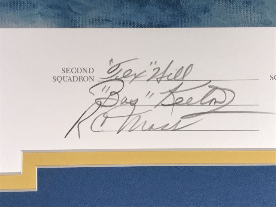 William S. Phillips Limited Edition Framed Lithograph Titled 'Next Time Get 'Em All' 1941 P-49Bs Dive To Attack Japanese Bombers Signed By Willam S. Phillips And Ten Flying Tigers Incl Robert H. Neale, Charles R. Bond, John R. Rossi 23 X 32 - See Photos [Photo 14]