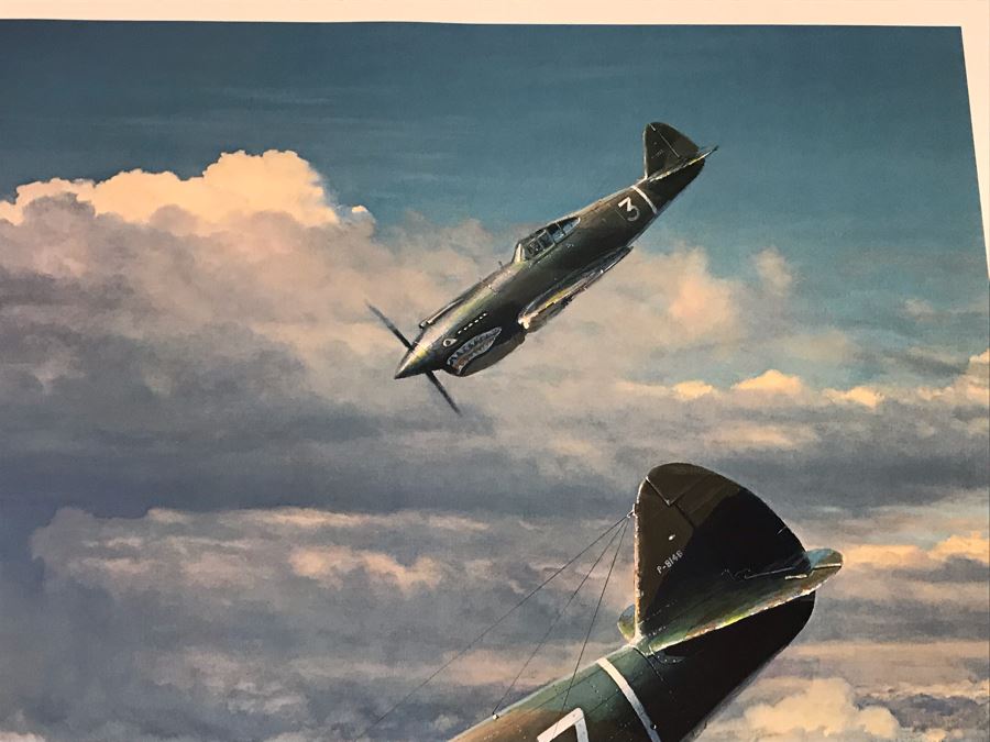 William S. Phillips Limited Edition Framed Lithograph Titled 'Next Time Get 'Em All' 1941 P-49Bs Dive To Attack Japanese Bombers Signed By Willam S. Phillips And Ten Flying Tigers Incl Robert H. Neale, Charles R. Bond, John R. Rossi 23 X 32 - See Photos [Photo 7]