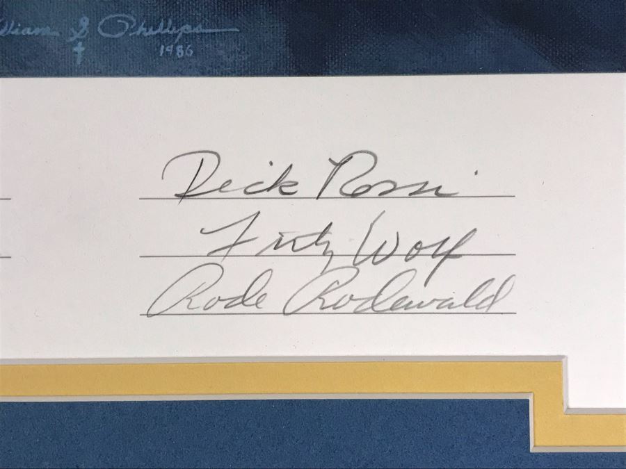 William S. Phillips Limited Edition Framed Lithograph Titled 'Next Time Get 'Em All' 1941 P-49Bs Dive To Attack Japanese Bombers Signed By Willam S. Phillips And Ten Flying Tigers Incl Robert H. Neale, Charles R. Bond, John R. Rossi 23 X 32 - See Photos [Photo 13]