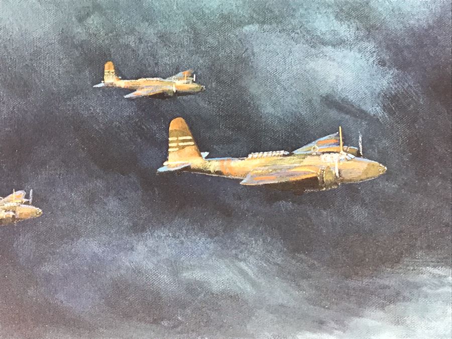 William S. Phillips Limited Edition Framed Lithograph Titled 'Next Time Get 'Em All' 1941 P-49Bs Dive To Attack Japanese Bombers Signed By Willam S. Phillips And Ten Flying Tigers Incl Robert H. Neale, Charles R. Bond, John R. Rossi 23 X 32 - See Photos [Photo 9]