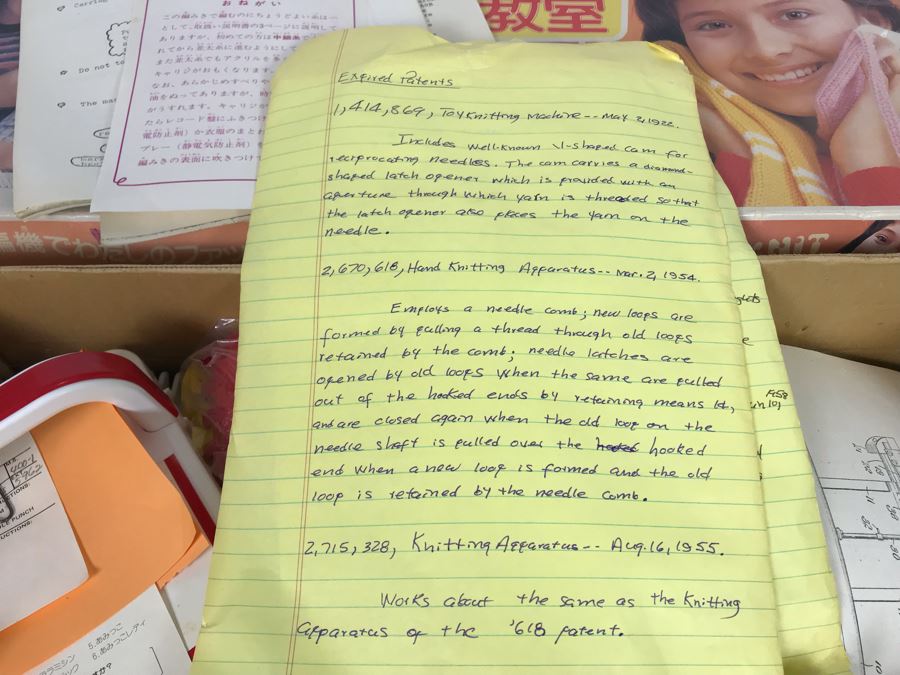 Mattel Toys Prototype Japanese Toy Linear Knitting Machine With Box, Correspondance And Patent Paperwork 22W X 8.5D X 5.5H [Photo 24]